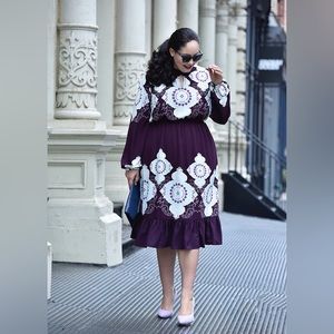 NEW Lane Bryant x Girl Meets Glam Long Sleeve Medallion Print Dress Size 20